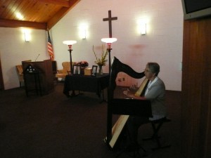 Judy Phillips performing at a funeral